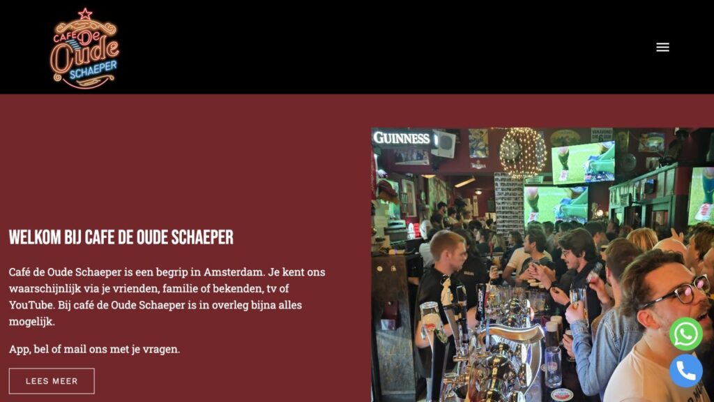 De website van Café de Oude Schaeper