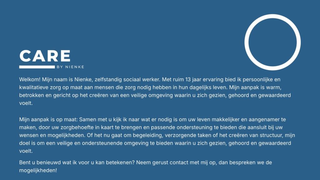 De website van Care by Nienke