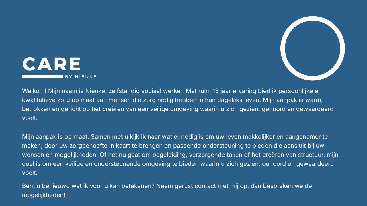 De website van Care by Nienke